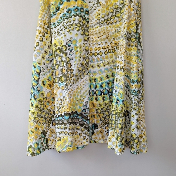 MSGM Eyelet Patchwork Floral Trapeze Mini Dress Sun Dress 70s Mod - Picture 7 of 14